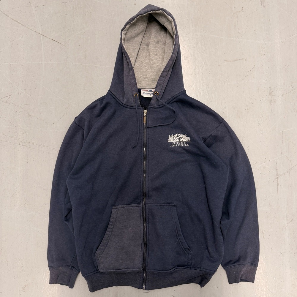 Sansegal Mens Small Navy Blue Greer Arizona Embroidered Zip Up Hoodie